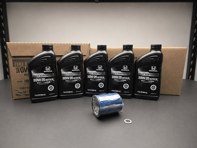 Genuine OEM Honda 0W-20 GF-7 oil change kit with 5 quarts filter and washer