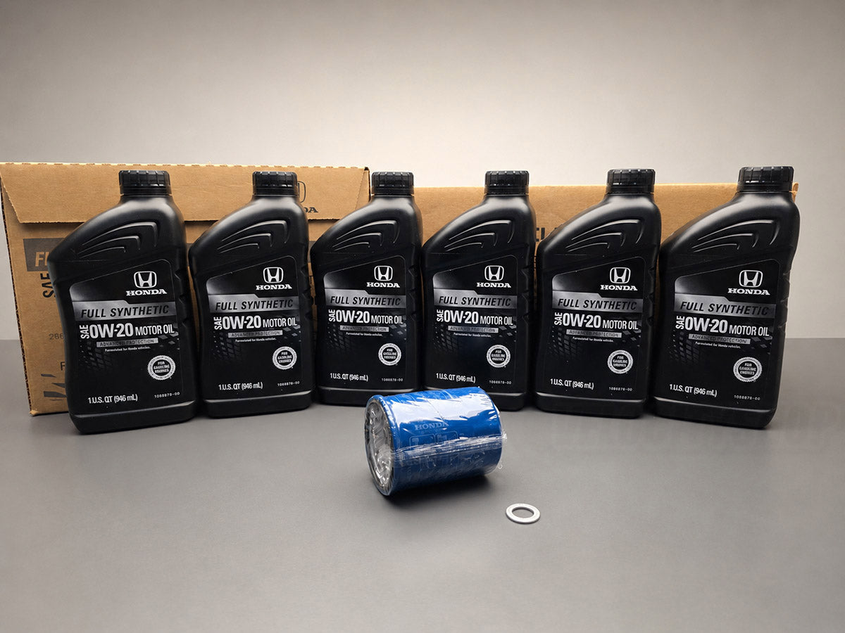 Genuine OEM Honda 0W-20 GF-7 oil change kit with 6 quarts filter and washer