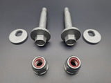 Close up of OEM Honda Acura rear alignment cam bolts washers and nuts for Accord TSX