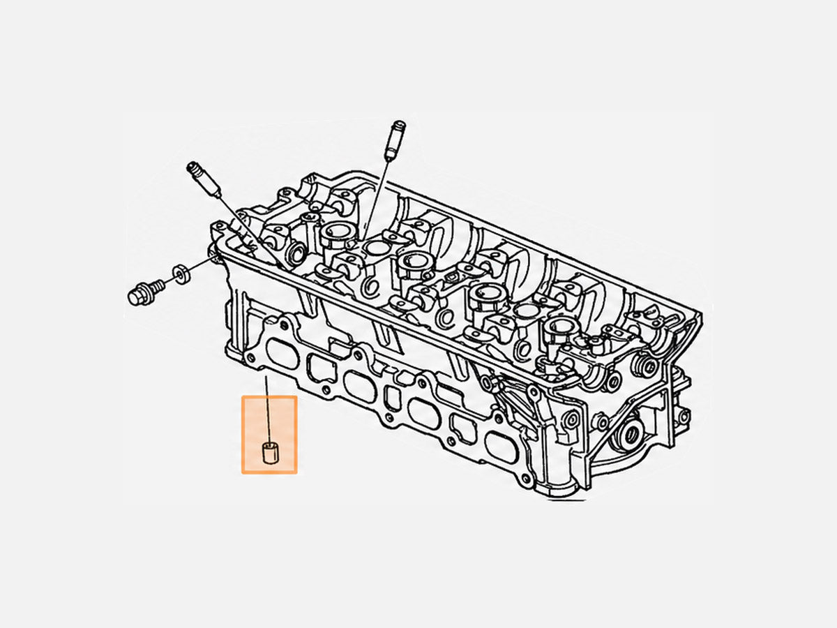 Honda cylinder head alignment dowel pin 94301-14200 installation location diagram