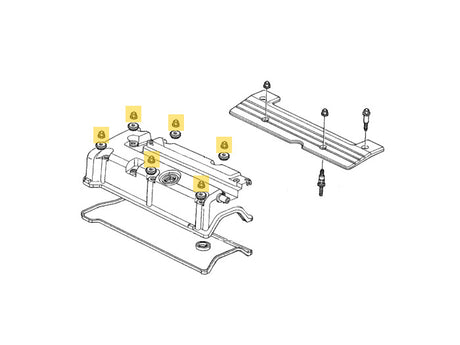 OEM Honda K-series valve cover fasteners laid out