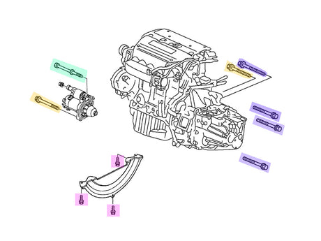 Genuine OEM Honda K20A3 manual transmission bolt kit for RSX Base and Civic Si EP3