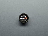 Close-up of Honda Type R valve stem cap black finish