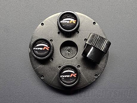 OEM Honda Accessories Type R Black Valve Stem Caps Side View with Grip