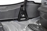 Black PERRIN high-lift hood brackets for 2015–2026 Subaru WRX and 2015–2021 STI installed view