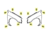 OEM Acura RSX Front Fenders Bolt Kit 10-pieces Diagram