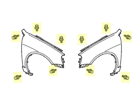 OEM Acura RSX Front Fenders Bolt Kit 10-pieces Diagram