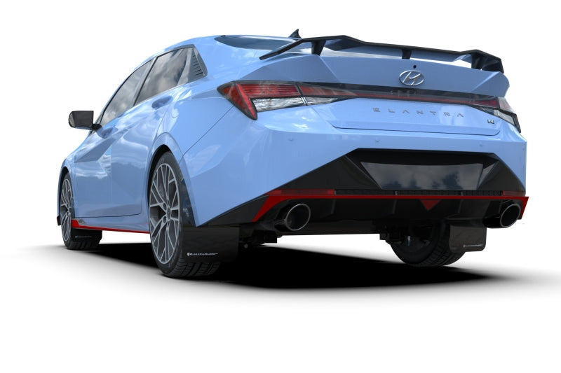 Rally Armor 22-23 Hyundai Elantra N Line Black UR Mud Flap w/White Logo