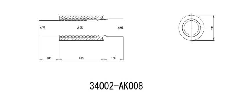 HKS UNIVERSAL EX H/M SUS 130-75 | 34002-AK008