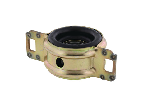 Angled view: All Balls 25-1682 drive shaft support bearing with mounting bracket and rubber isolator