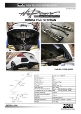 HKS 17+ Honda Civic Si Sedan (FC) Hi-Power Muffler Exhaust | 31006-BH002