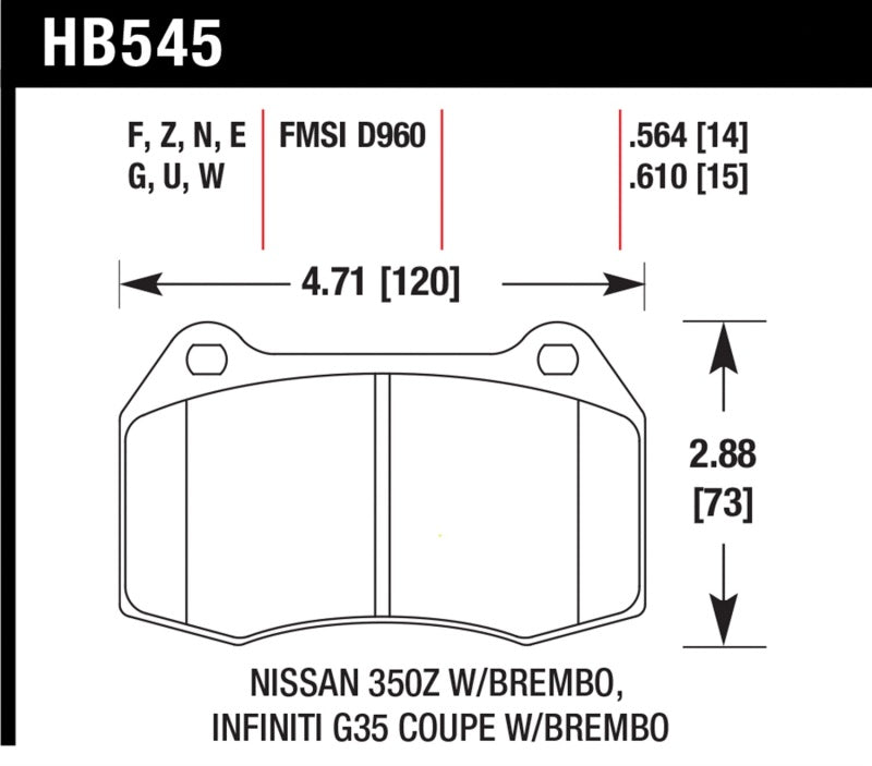 Hawk Performance Ceramic Street Front Brake Pads | HB545Z.564