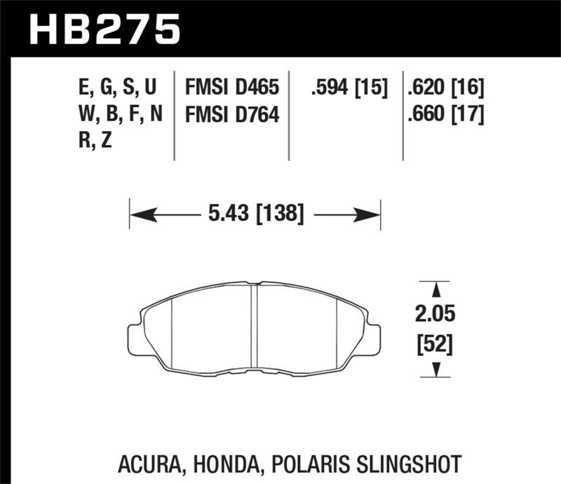Hawk 99-00 Civic Coupe Si / 96-11 Civic DX EX HX LX Blue 9012 Race Front Brake Pads | HB275E.620