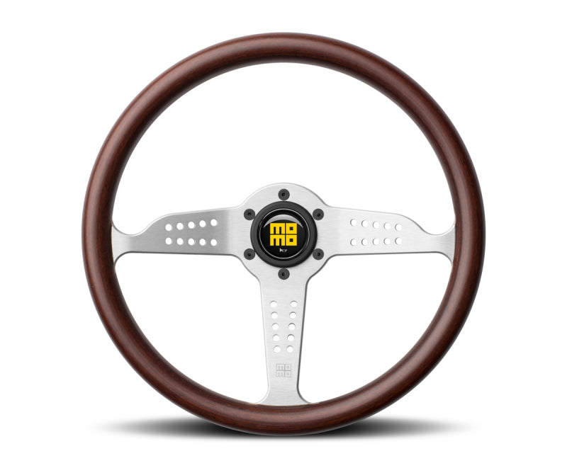 Momo Grand Prix Steering Wheel 350mm Mahogany Wood/Brshd Spokes