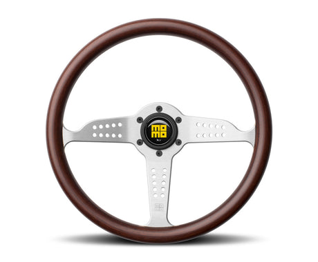 Momo Grand Prix Steering Wheel 350mm Mahogany Wood/Brshd Spokes