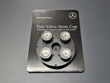 Luxury valve stem caps with chrome finish and Mercedes-Benz logo