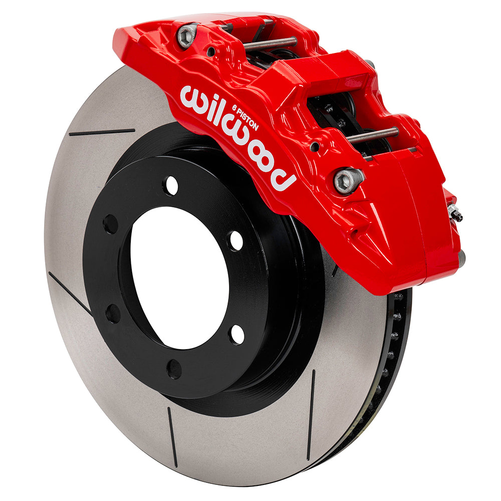 Wilwood 140-17528-R AERO6-DM front brake kit with red 6-piston calipers and 13.56 inch GT slotted rotors