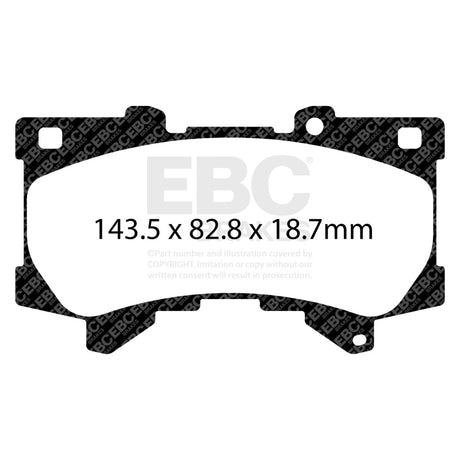 EBC Extra Duty front brake pad set dimension diagram ED92460