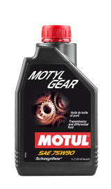 Motul MOTYLGEAR 75W-90 gear oil bottle label for API GL-4 GL-5 applications
