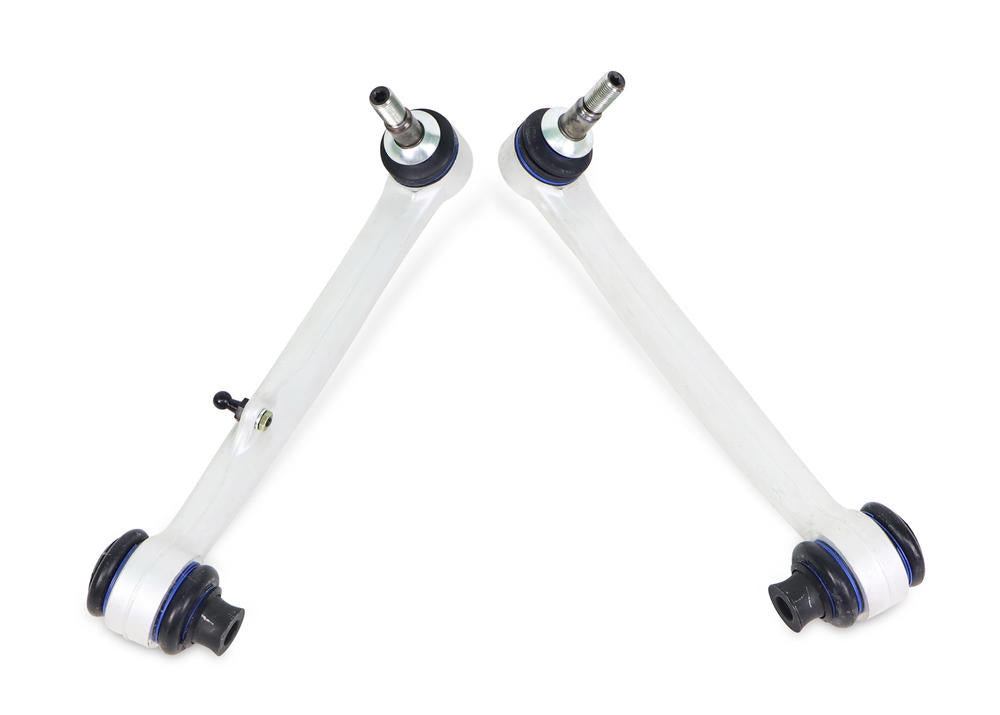 SuperPro front lower control arm pair with ball joints for BMW 1 Series and 3 Series - Bottom View, showing under side of the arms