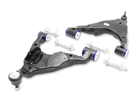 SuperPro double-offset front lower control arm kit with ball joints and camber bolts for Lexus GX470, Toyota 4Runner and FJ Cruiser