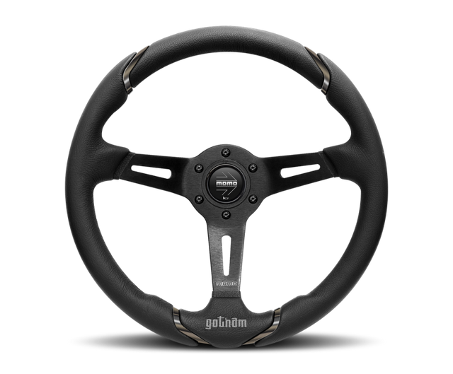 Momo Gotham Steering Wheel 350mm Black Leather/Black Spokes