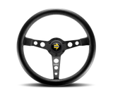 Momo Prototipo Steering Wheel 350mm Black Leather/Wht Stitch/Black Spokes