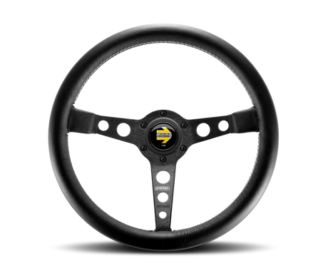 Momo Prototipo Steering Wheel 350mm Black Leather/Wht Stitch/Black Spokes
