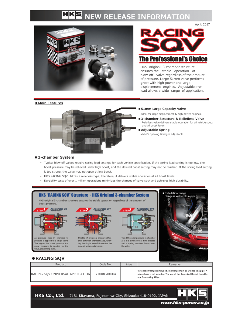 HKS Racing SQV Universal BOV | 71008-AK004