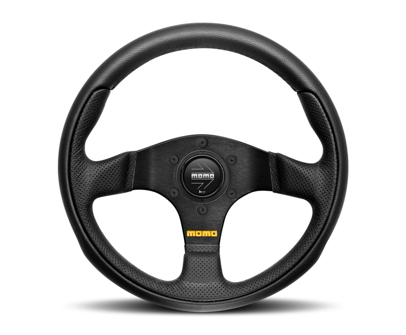 Momo Team Steering Wheel 300mm 4 Black Leather/Black Spokes