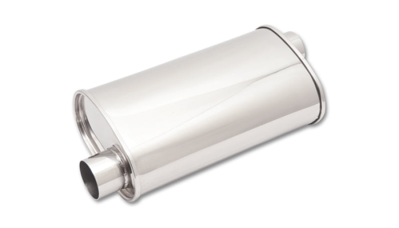 Vibrant StreetPower Oval Muffler 5in x 9in x 15in long body 3in inlet I.D. x 3in outlet Offset-Offset