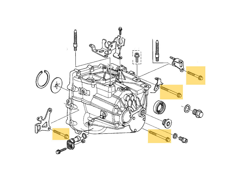 K20A2 K20Z3 bellhousing bolt set OEM hardware layout Diagram