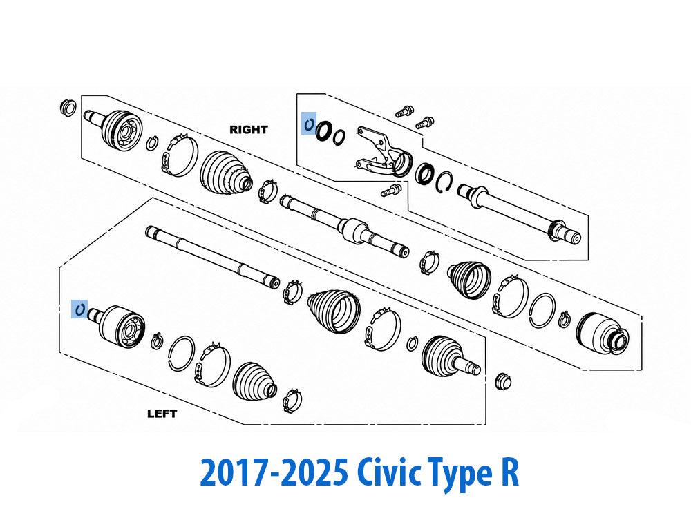 OEM Honda 44319-STX-A01 driveshaft snap ring for Left Axle Inner joint, and Intershaft Right Side - Civic Type R FL5 FK8