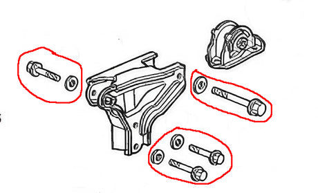 Genuine DC2 engine mount hardware set 8pcs diagram