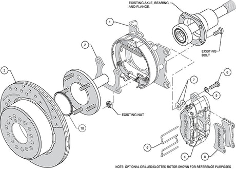 Wilwood Dynapro Lug Mount rear parking brake kit assembly schematic for 140-13181-DR
