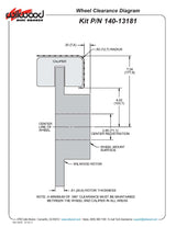 Wheel clearance diagram for Wilwood 12.19 inch Dynapro rear brake kit