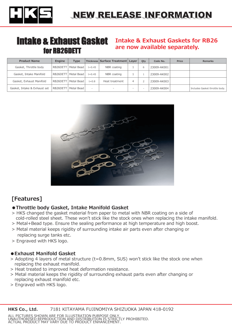 HKS RB26DETT Exhaust Manifold Gasket | 23009-AK003