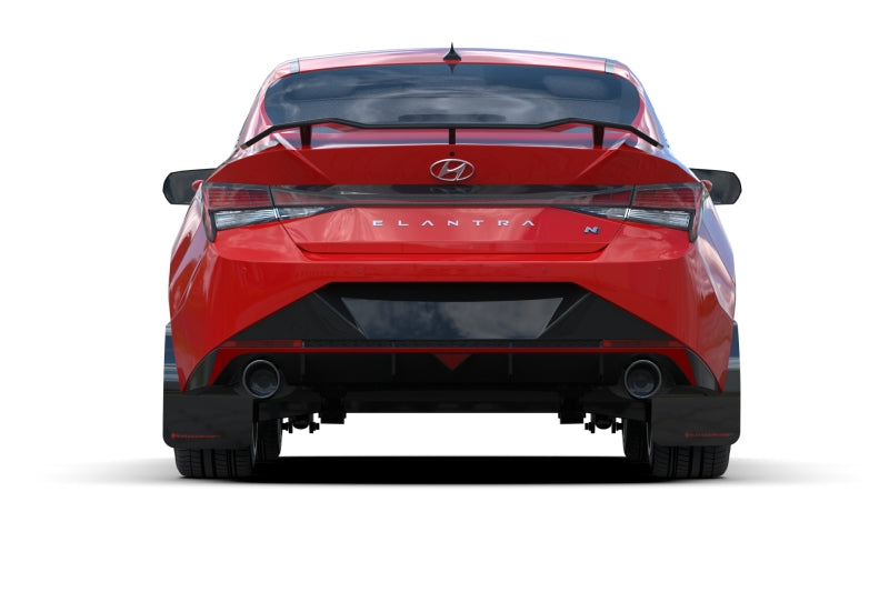 Rally Armor 22-23 Hyundai Elantra N Line Black UR Mud Flap w/White Logo