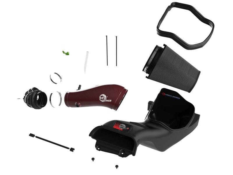 aFe 23-24 Ford F150 Raptor R V8 5.2L Supercharged Red Carbon Track Series Air Intake w/ P5R Filter