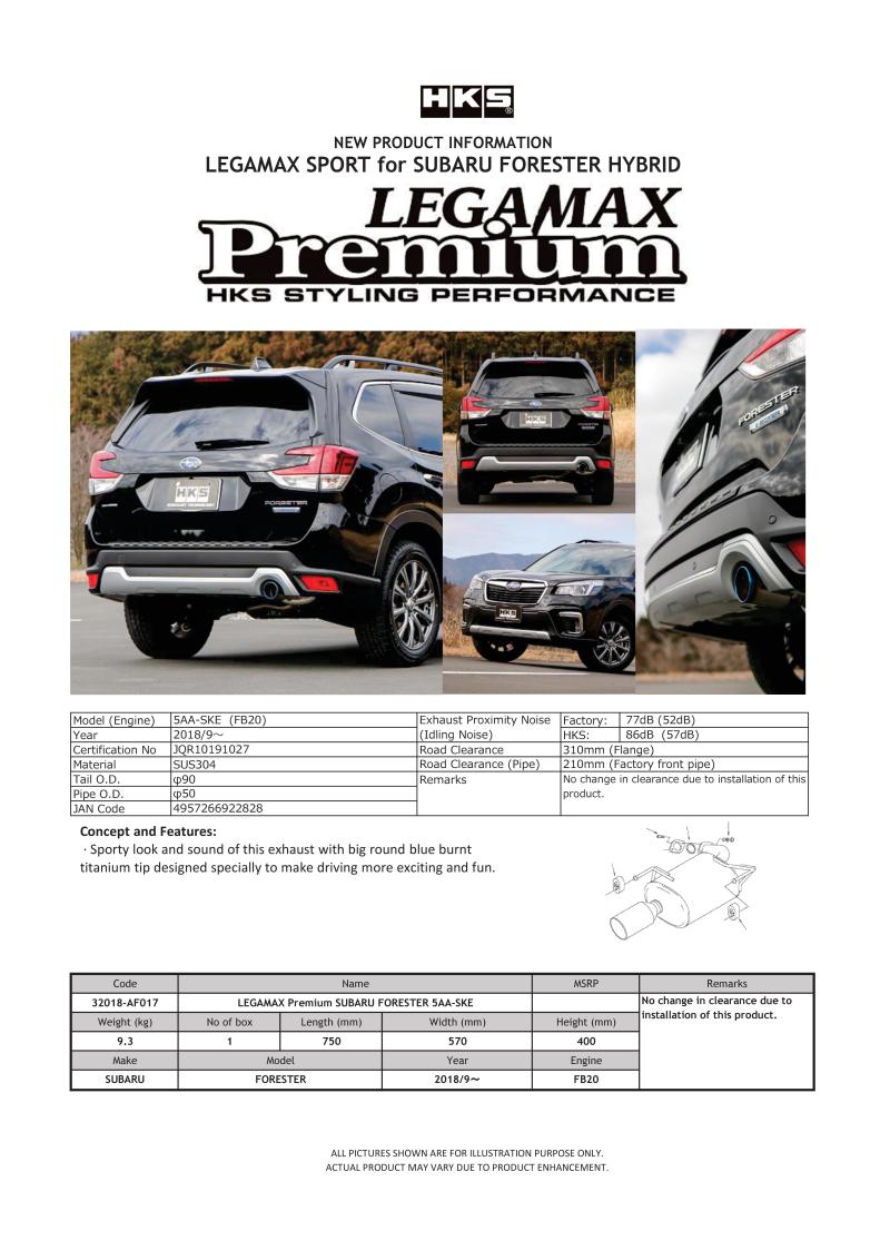 HKS LEGAMAX Premium Subaru Forester 5AA-SKE | 32018-AF017