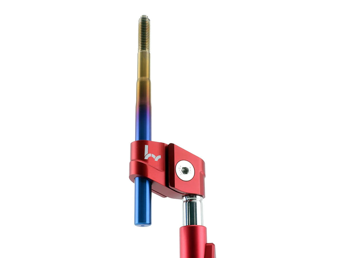 Hybrid Racing 140mm heat-treated titanium shift rod for compatible Honda and Acura short shifters - Installed View