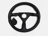 MOMO MCL35BK3B black leather steering wheel with red stitching
