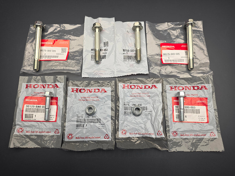 OEM Honda front LCA and shock fork bolt kit for 92-95 Civic and 94-01 Integra