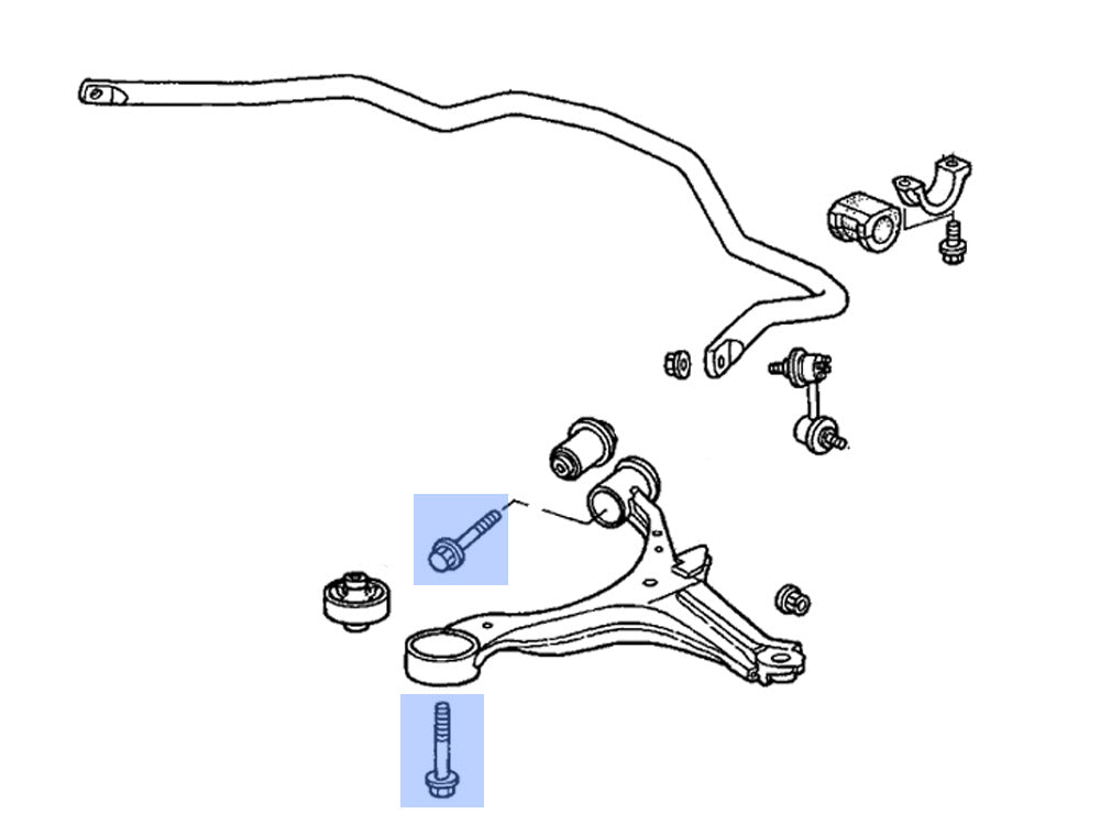 OEM Honda Civic Si EP3, Acura RSX Front Lower Control Arm Bolts Diagram Velocityshop