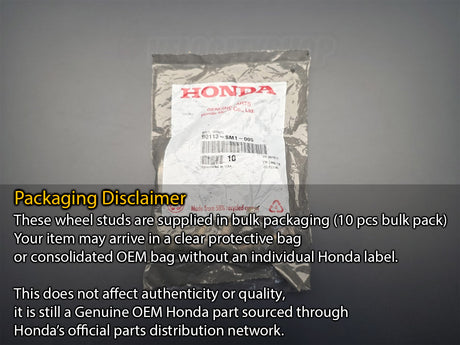 OEM Honda Wheel Studs Bulk Packaging Disclaimer