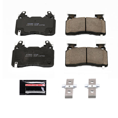 PowerStop Z23 carbon-fiber ceramic front brake pads and hardware for 2014–2019 Cadillac CTS V-Sport