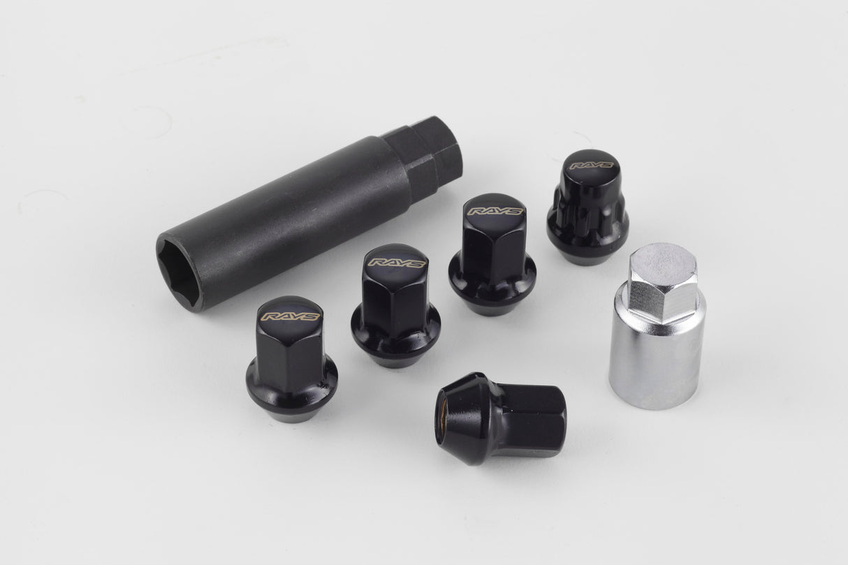 Rays M12x1.25 5 holes 16pcs nut, 4pcs Lock nut, 1 adapter & 1 lock nut key - Chrome