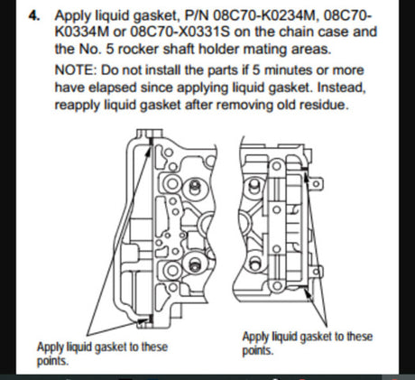 K20 K24 valve cover gasket kit installation note, Honda Bond Location