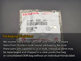 OEM Honda Acura bulk packaging notice for small genuine hardware and seal items
