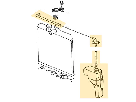 96-00 Honda Civic EK OEM replacement coolant overflow tank kit Diagram